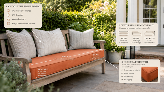 OUTDOOR BENCH CUSHIONS: HOW TO CHOOSE THE RIGHT FABRIC, FOAM, AND FIT